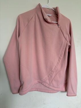 Athleta Girls Long Sleeve Zip Pullover Sweatshirt XL 14 Chic Cozy Wrap Pink